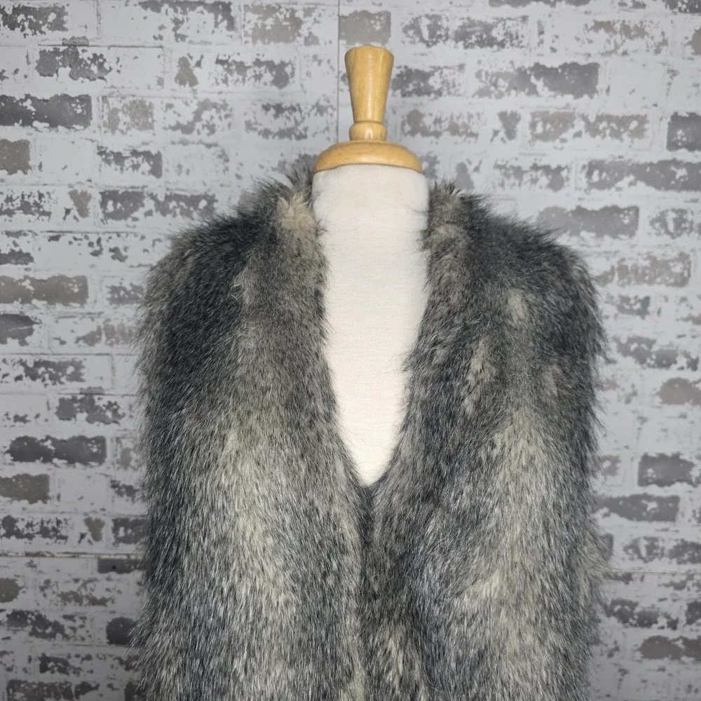 Banana‎ Republic Faux Fur Vest Coat Jacket Womens Medium Sleeveless Lined Boho